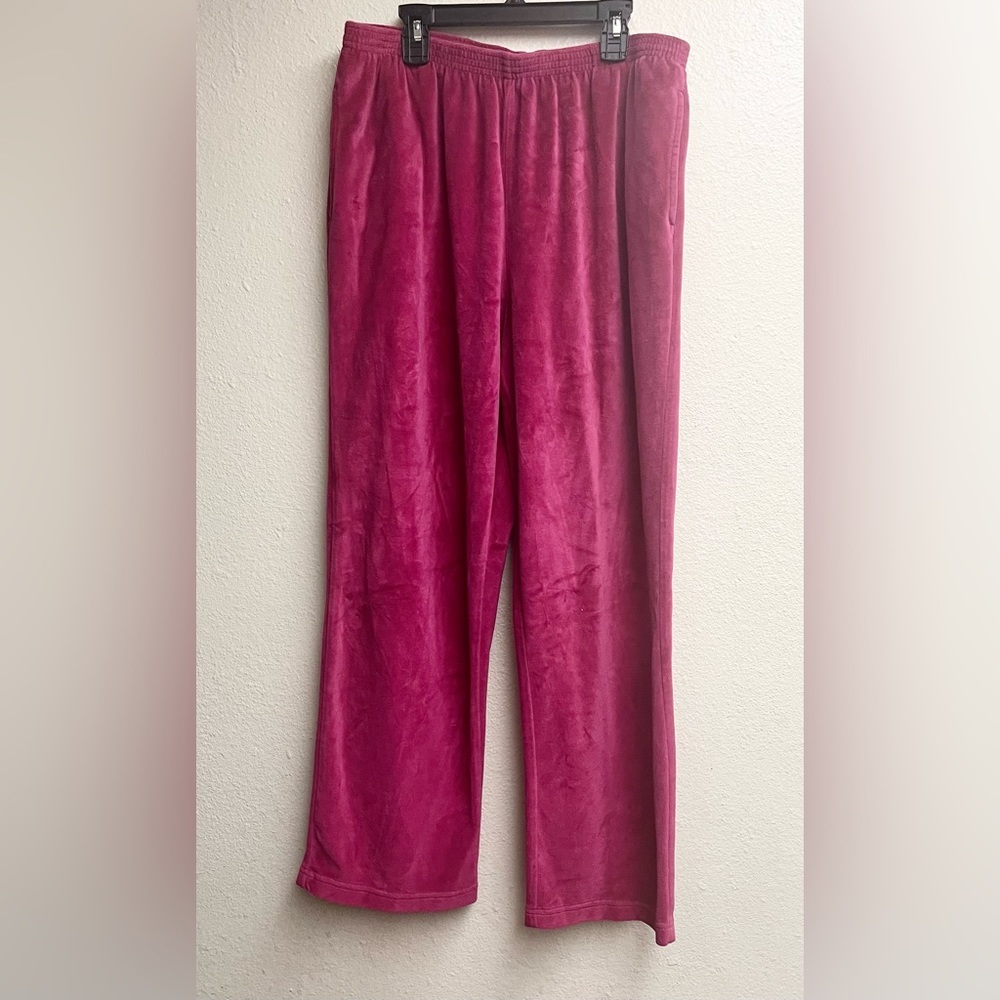 Alfred Dunner Women's Bright Idea Velour Casual Pants Berry Size 12